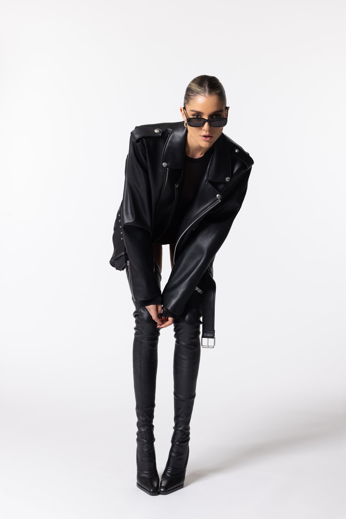 Oversize Black Faux Leather Jacket