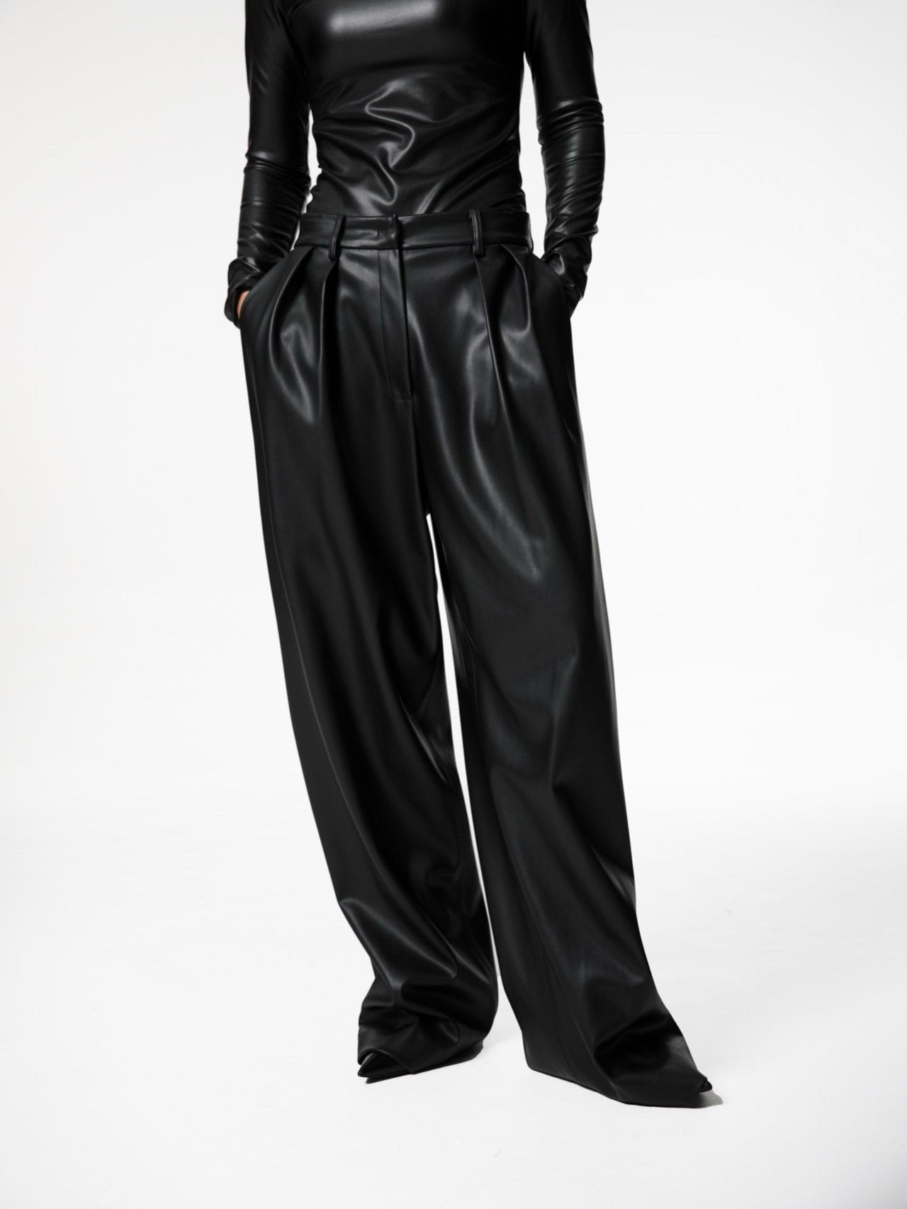 Black Faux Leather Pants