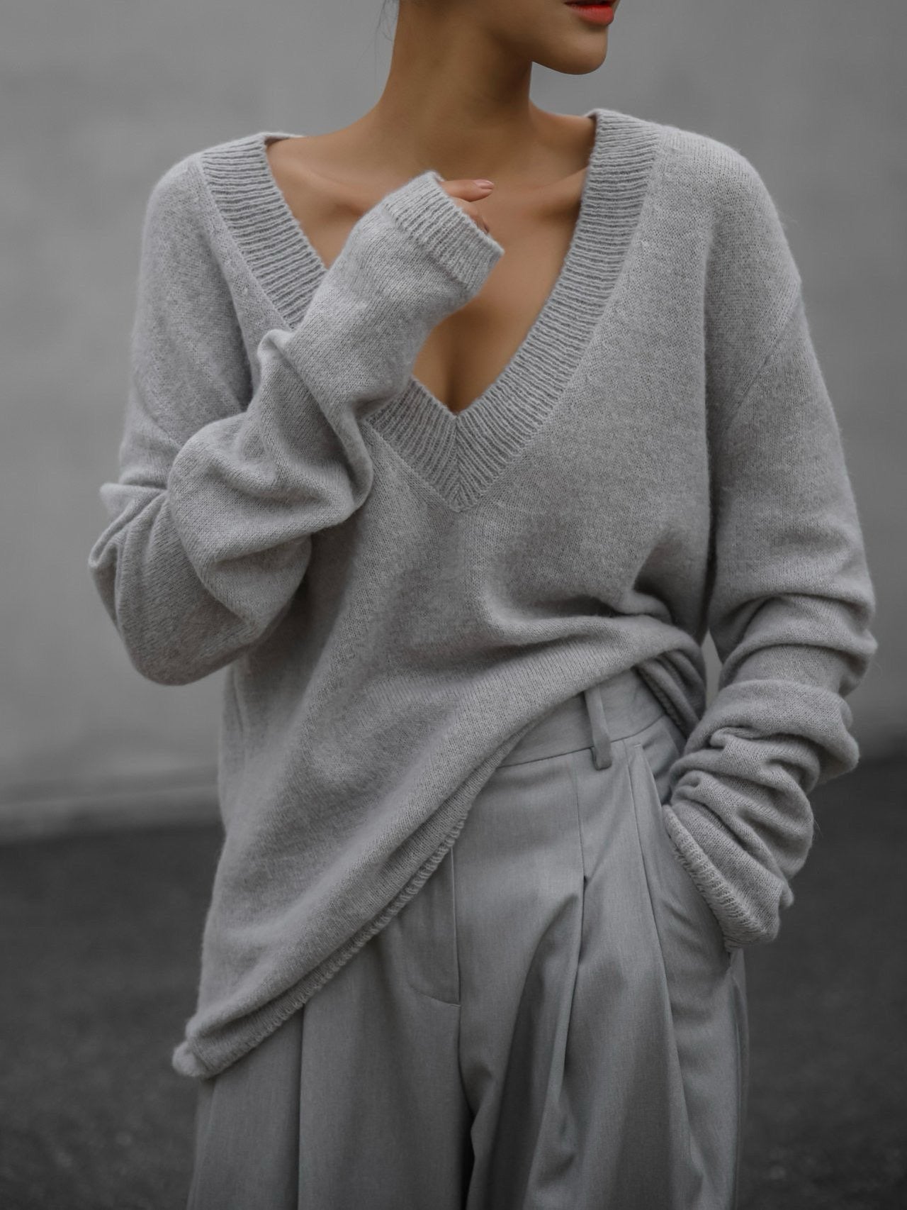 Deep V Neck Knit